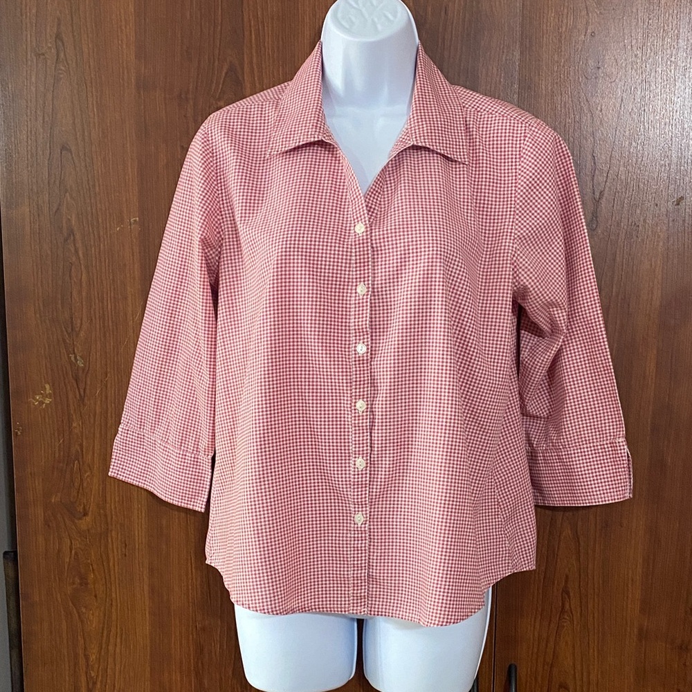 Women's Red Checkered Button-Up Top Las Olas